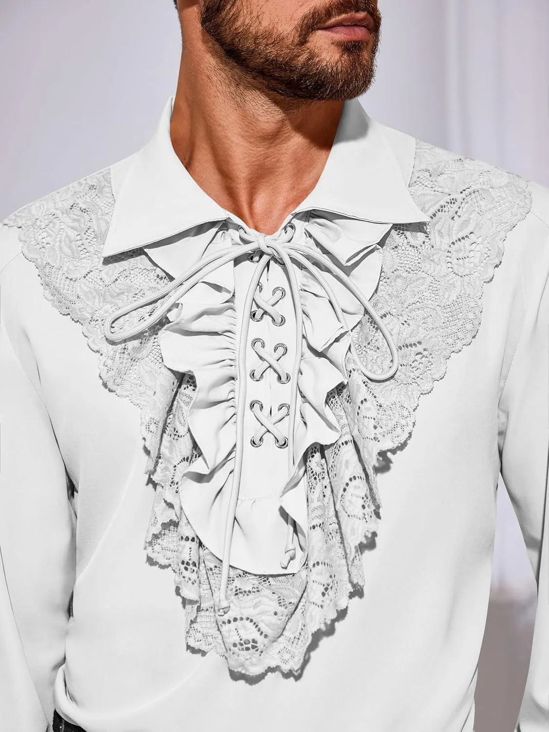 Runcati Mens Pirate Shirt Ruffle Renaissance Victorian Vampire Poet Shirts Steampunk Gothic Medieval Lace Costume