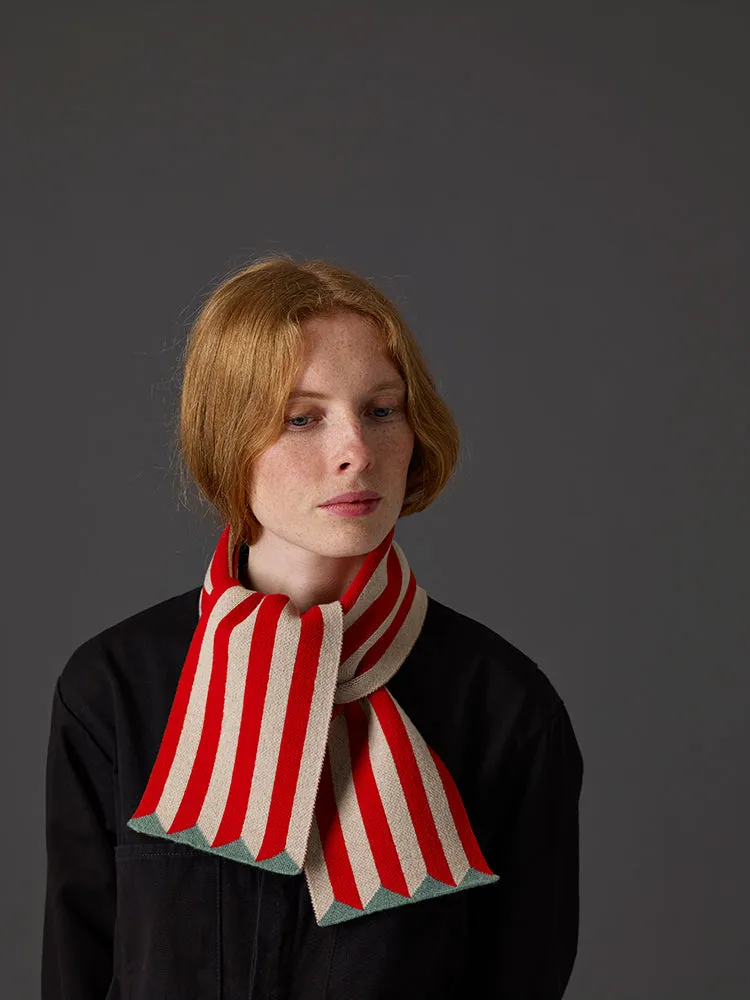 Small Vertical Stripe Scarf Black & Oatmeal Sample Sale