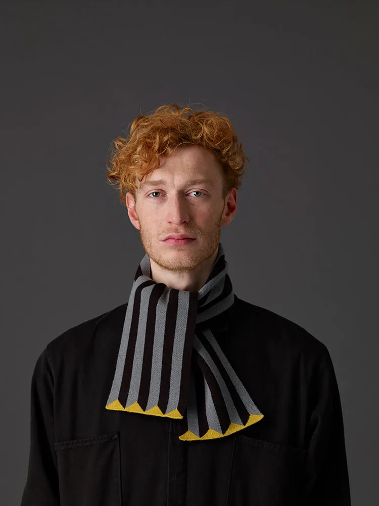 Small Vertical Stripe Scarf Black & Oatmeal Sample Sale