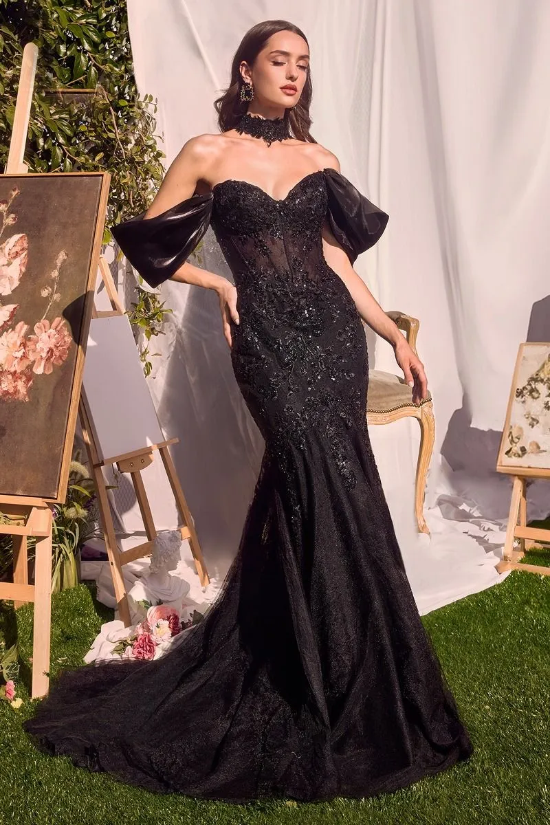 STRAPLESS LACE MERMAID GOWN & REMOVABLE ACCESSORY CDA1354