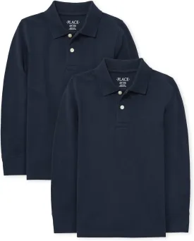 The Children's Place Boys Uniform Long Sleeve Pique Polo