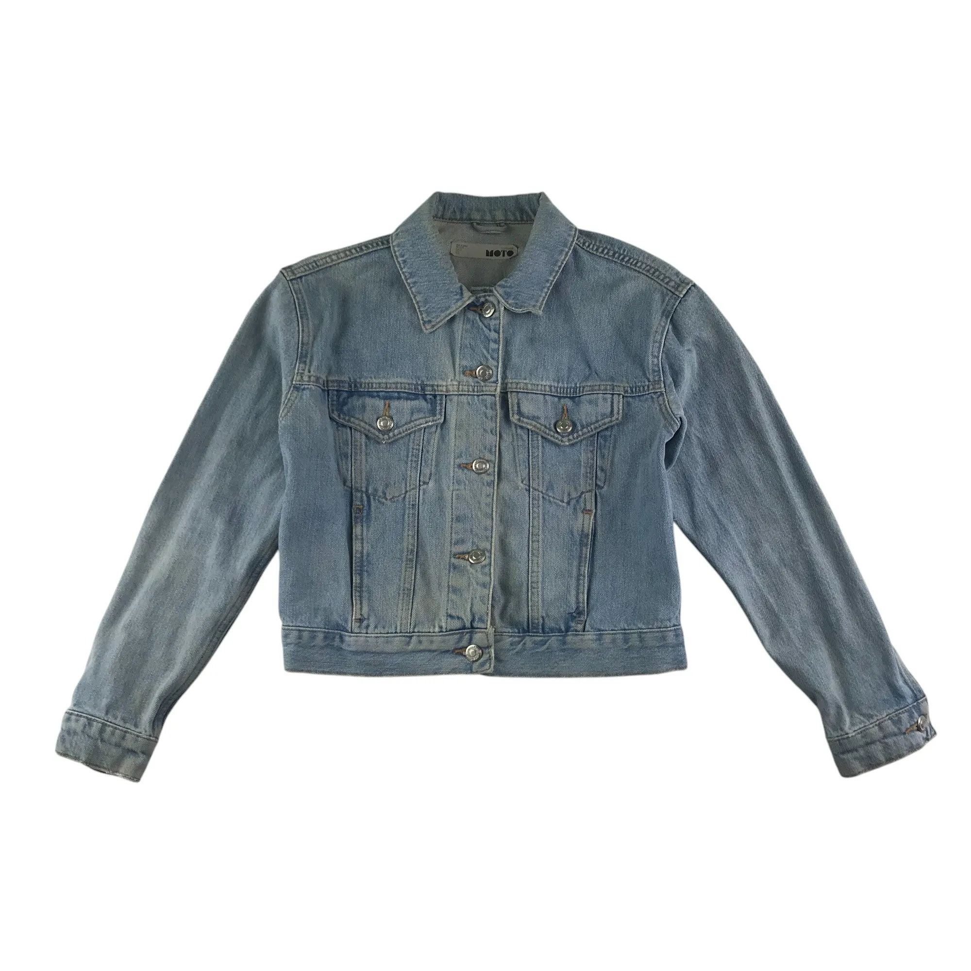 Top Shop denim jacket women size UK 6 light blue denim cotton