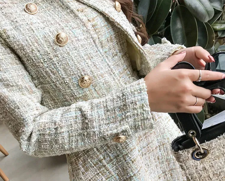 Tweed White Short Coat & Mini Tank Tassel Wool Suits