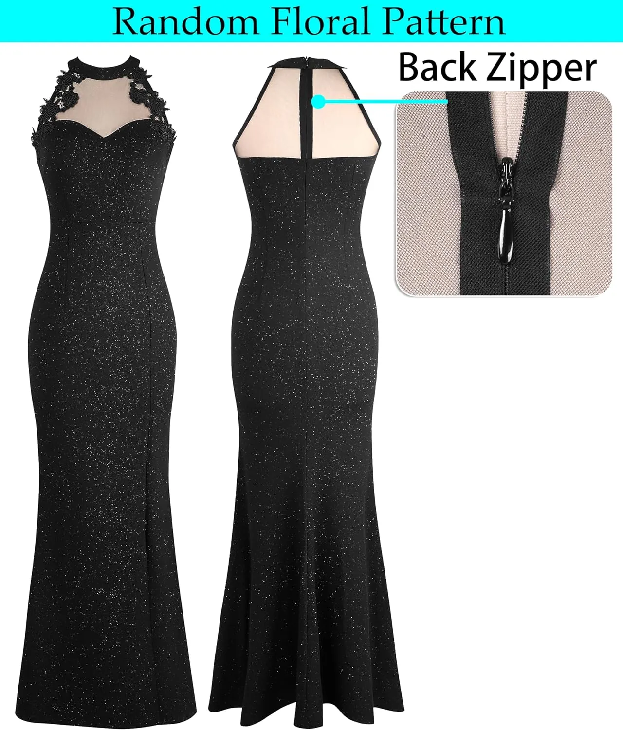 VFSHOW Womens Formal Sexy Halter High Slit Prom Wedding Guest Maxi Dress 2023 Illusion Sweetheart Neckline Evening Long Gown