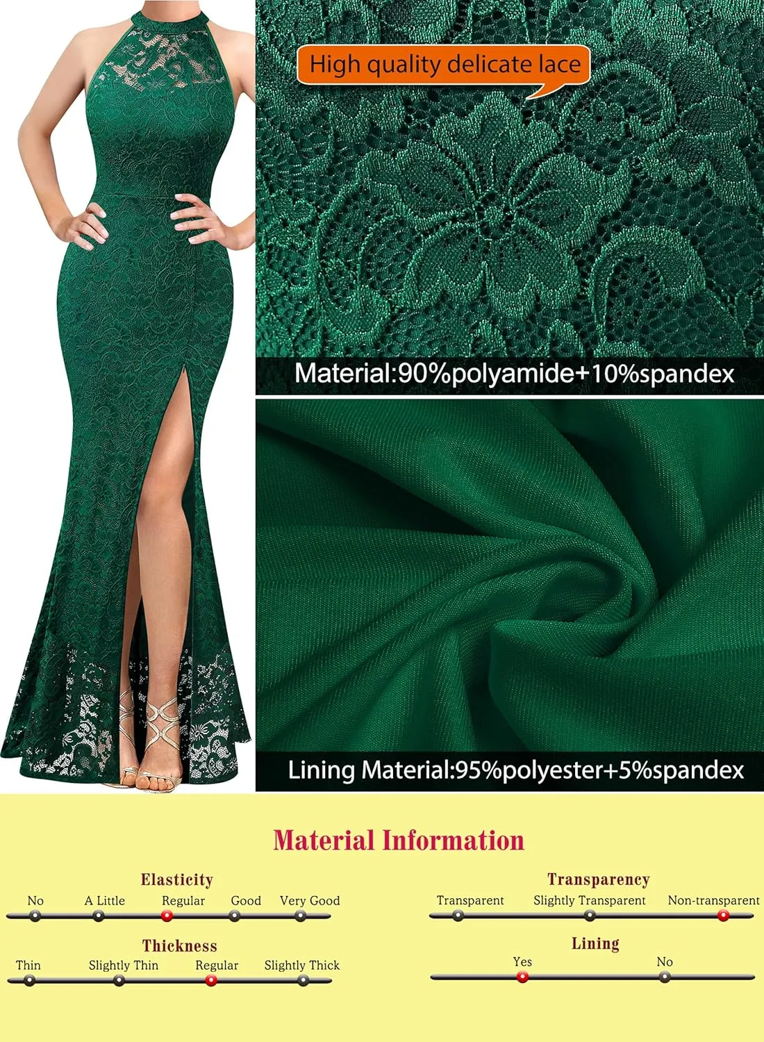 VFSHOW Womens Formal Sexy Halter High Slit Prom Wedding Guest Maxi Dress 2023 Illusion Sweetheart Neckline Evening Long Gown
