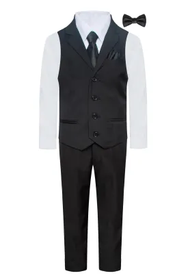VS-7 BLACK BOY'S VEST SET SIZE 1-14