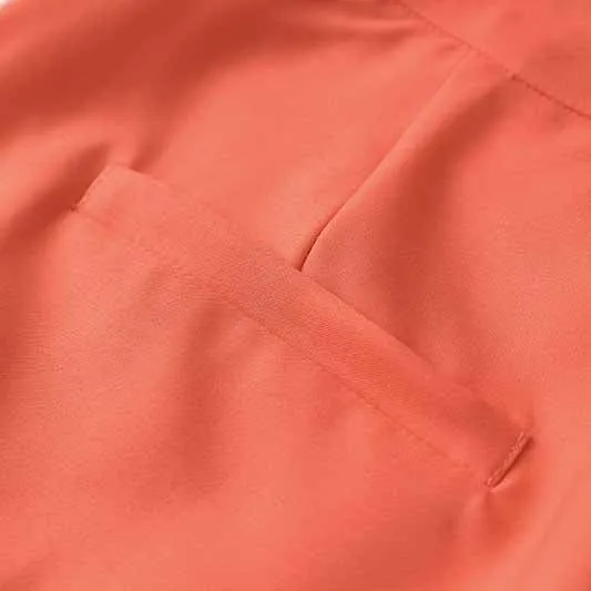 Women Coral Blazer   Mid-High Rise Flare Trousers Pants Suit Pantsuit Office Suit Formal Suit