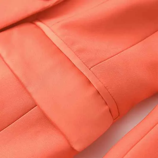Women Coral Blazer   Mid-High Rise Flare Trousers Pants Suit Pantsuit Office Suit Formal Suit