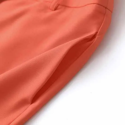 Women Coral Blazer   Mid-High Rise Flare Trousers Pants Suit Pantsuit Office Suit Formal Suit