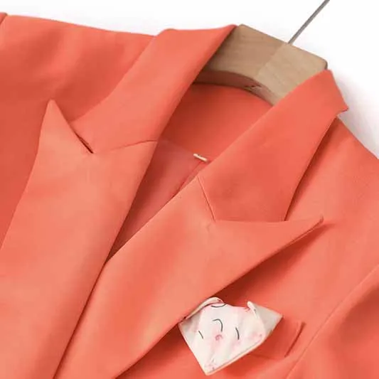 Women Coral Blazer   Mid-High Rise Flare Trousers Pants Suit Pantsuit Office Suit Formal Suit