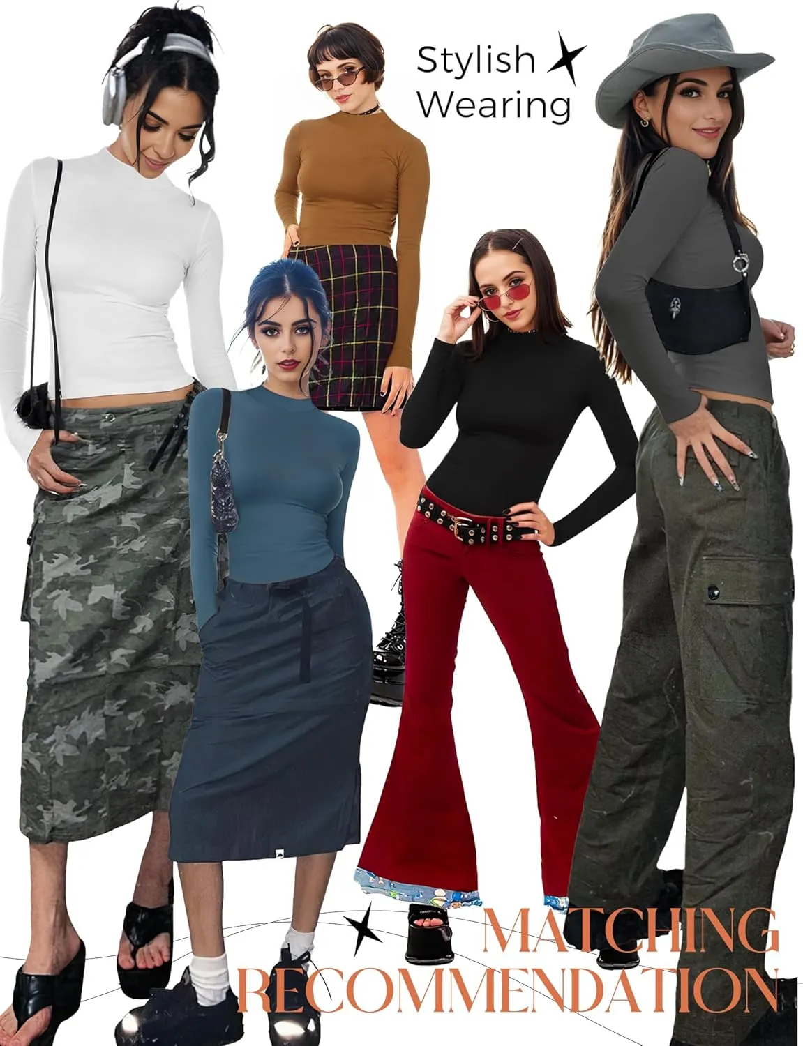Womens Mock Turtle Neck Basic Long Sleeve T Shirt Slim Fit Tees Fall Y2k Going Out Crop Tops Cute Tight Shirts